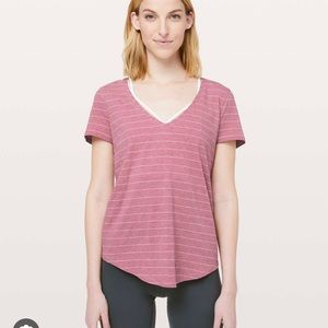 Lululemon V Neck Stripped Tee Womens